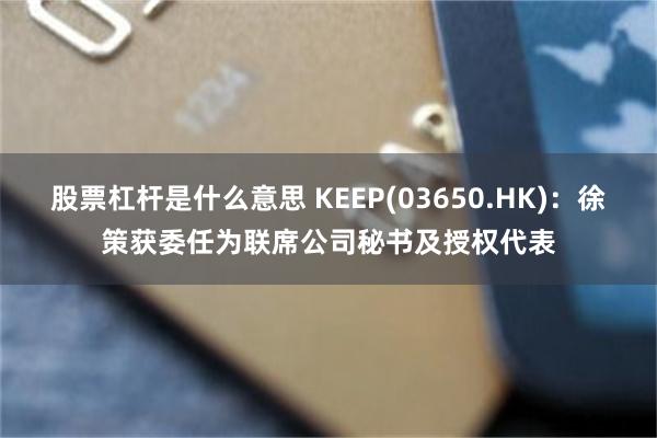 股票杠杆是什么意思 KEEP(03650.HK)：徐策获委任为联席公司秘书及授权代表