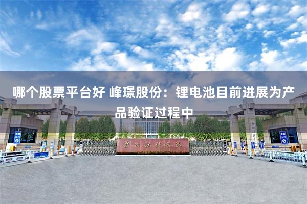 哪个股票平台好 峰璟股份：锂电池目前进展为产品验证过程中