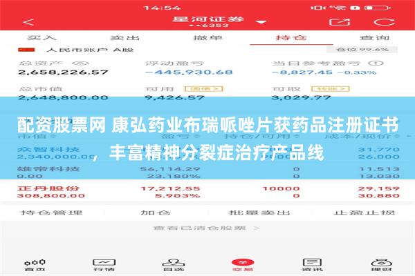 配资股票网 康弘药业布瑞哌唑片获药品注册证书,丰富精神分裂症治疗产品线