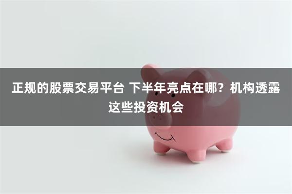 正规的股票交易平台 下半年亮点在哪?机构透露这些投资机会
