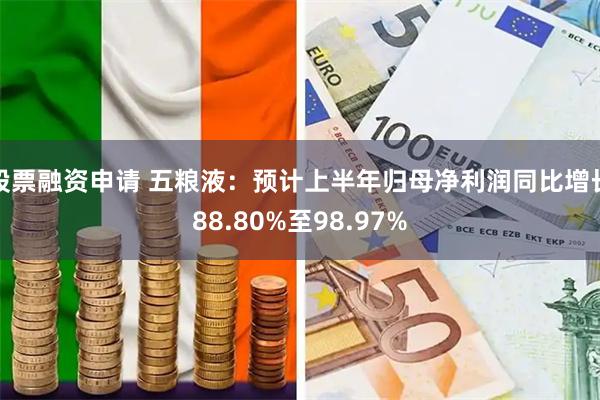股票融资申请 五粮液：预计上半年归母净利润同比增长88.80%至98.97%