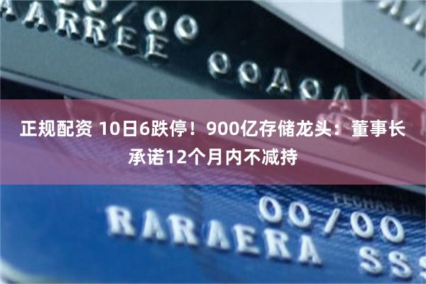 正规配资 10日6跌停！900亿存储龙头：董事长承诺12个月内不减持