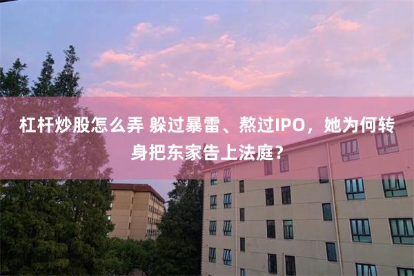 杠杆炒股怎么弄 躲过暴雷、熬过IPO，她为何转身把东家告上法庭？